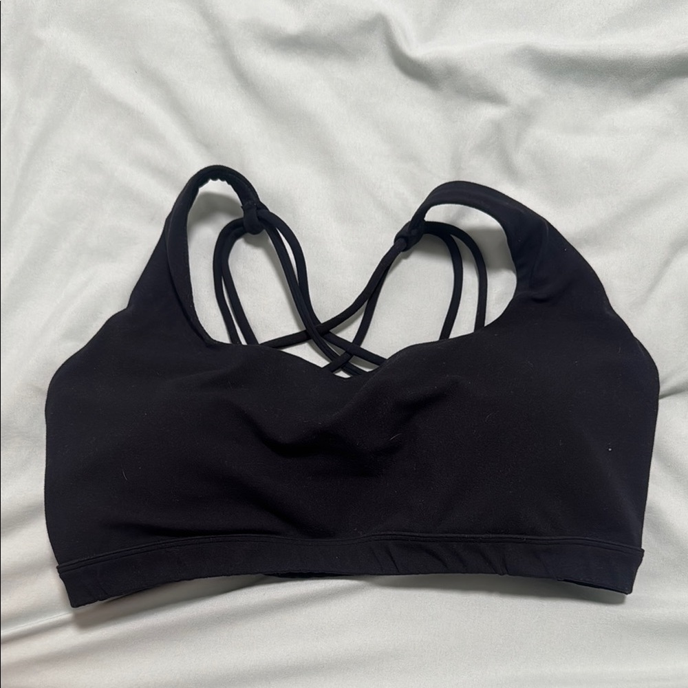 Women's SHEIN Black Strappy Sports Bra